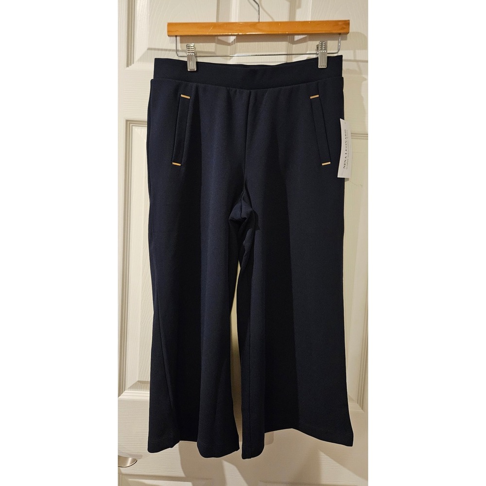 Nina Leonard Women's Navy Blue Tummy Smoothing Waist Culottes Pants
